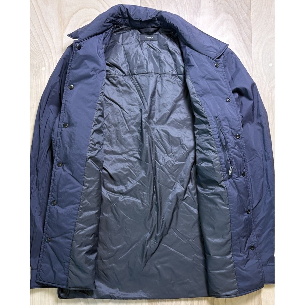 Theory Men's Navy Blue Lightweight Insulated Shirt Jacket Size S Classic Snap Up - Picture 4 of 9
